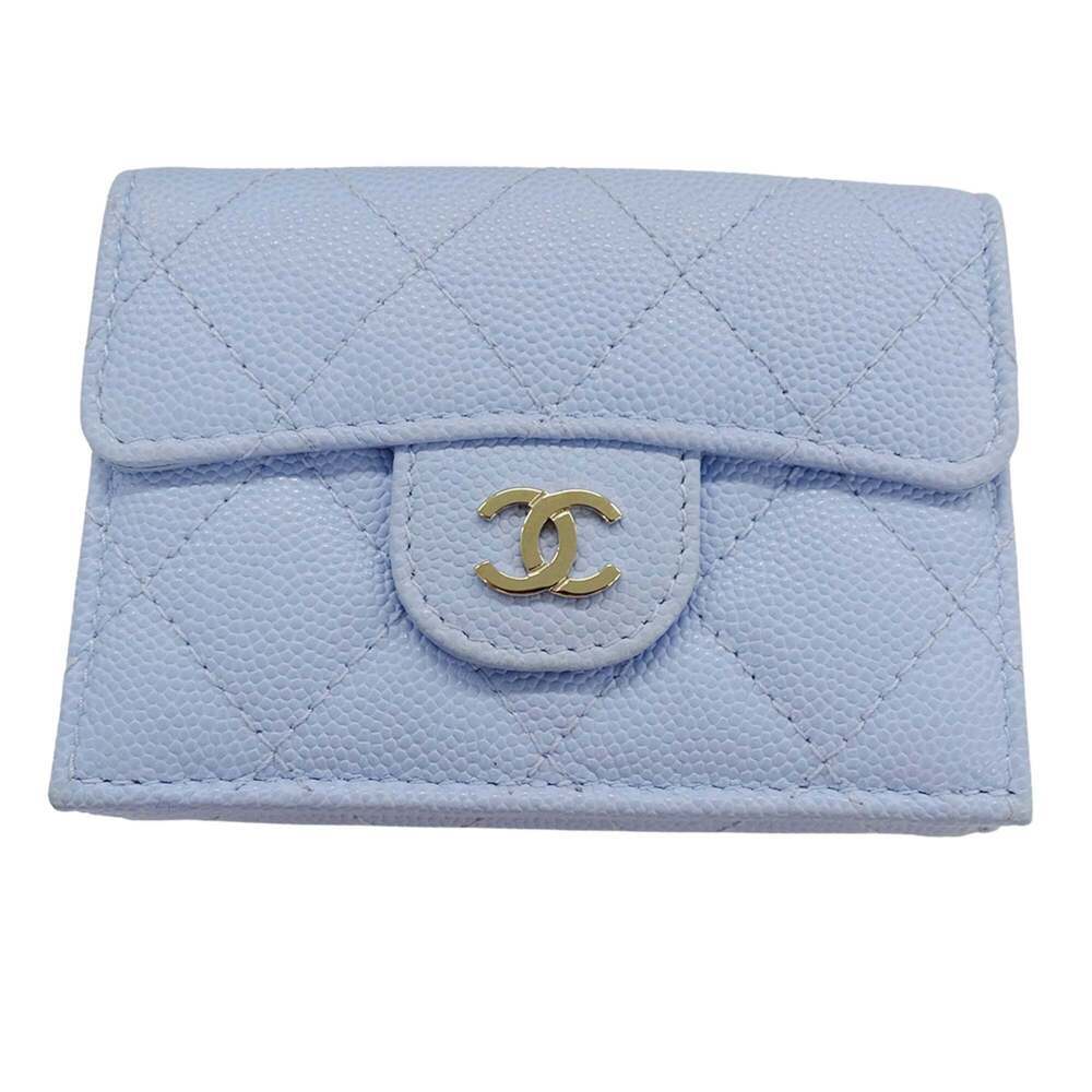 CHANEL Blue Caviar Leather Wallet